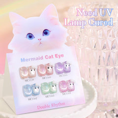 Double Rhythm Cat Eye swatch card displays six bottles of the same shade for planning.
