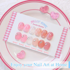 Color swatch card beside Double Rhythm gel polish for quick shade recognition