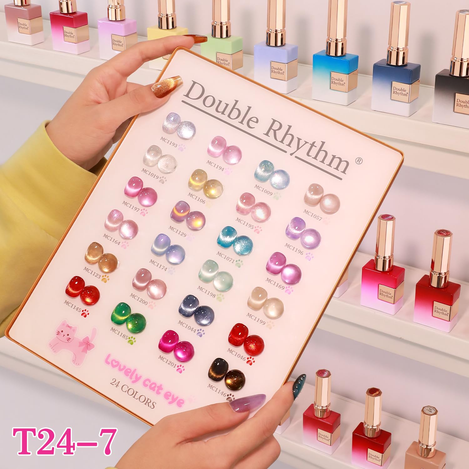 Double Rhythm color swatches on nails show rich payoff.