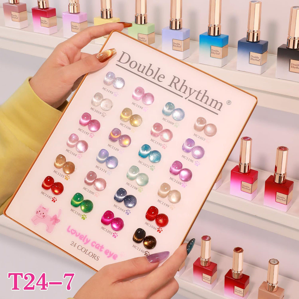 Double Rhythm color swatches on nails show rich payoff.