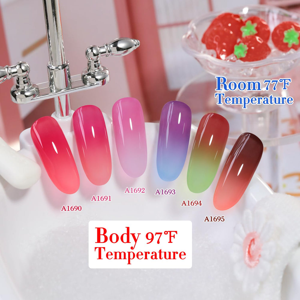 Double Rhythm purple colorchanging gel polish bottle highlights shade transformation with temperature