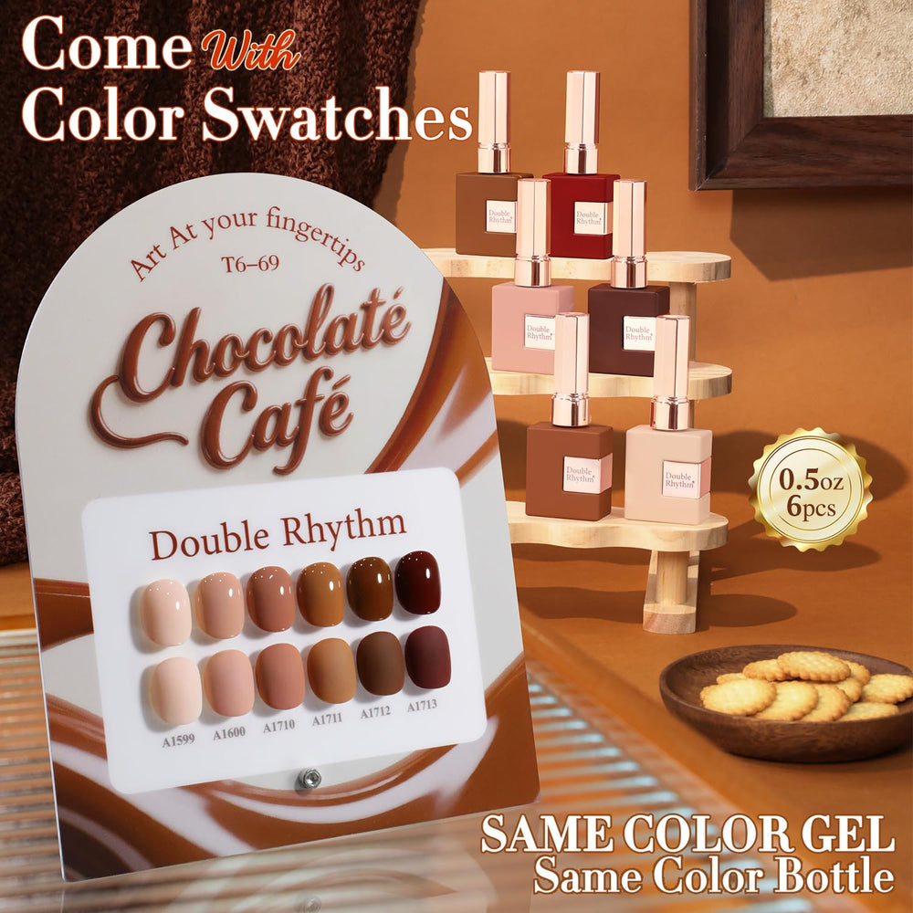 Double Rhythm color swatch displays rich burgundy cherry brown tint.