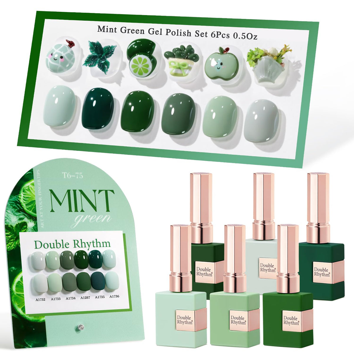Double Rhythm Dark Mint Frost bottle showing rich gel polish color for professional results