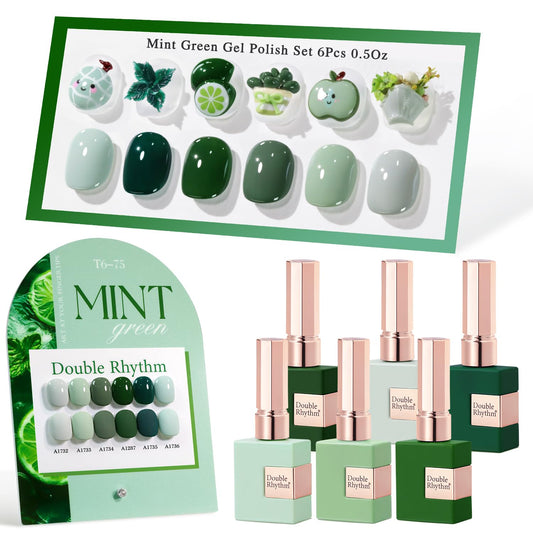 Double Rhythm Dark Mint Frost bottle showing rich gel polish color for professional results