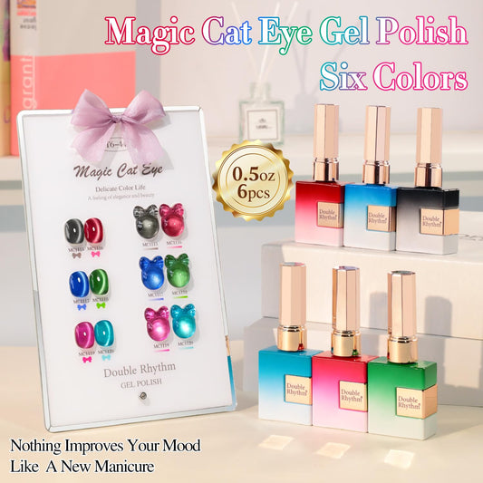 Six 15 ml bottles with color swatches help plan manicure looks