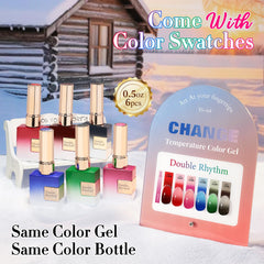 Double Rhythm blue color-changing gel polish for bold nail art at home.
