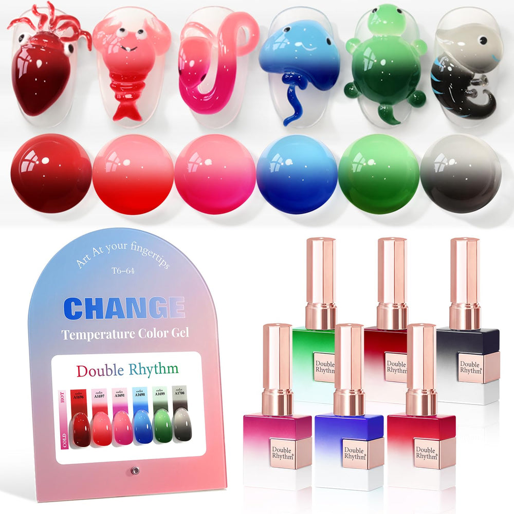 Double Rhythm burgundy color-changing gel polish for home manicures, vivid and glossy.