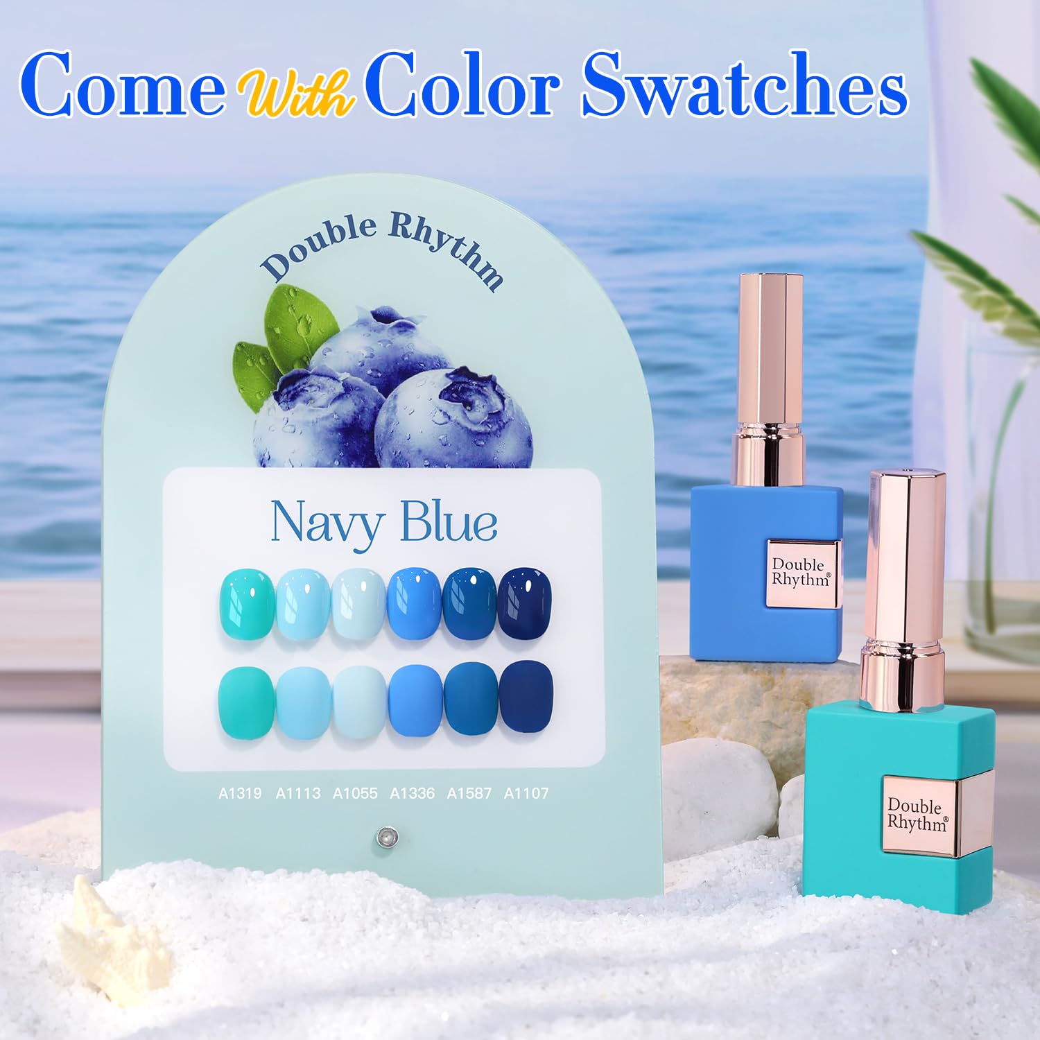 Double Rhythm shade swatches showing the Light Blue option for easy selection