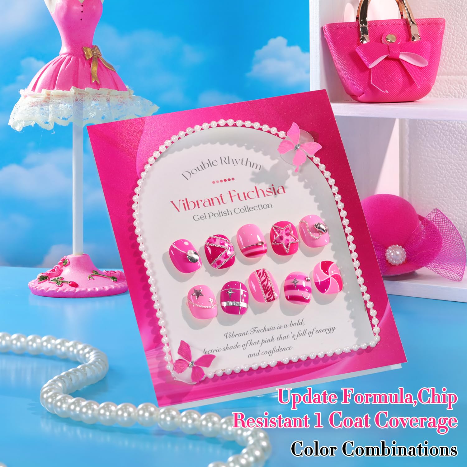 Double Rhythm gel polish set presented as a gift-ready nail care kit.