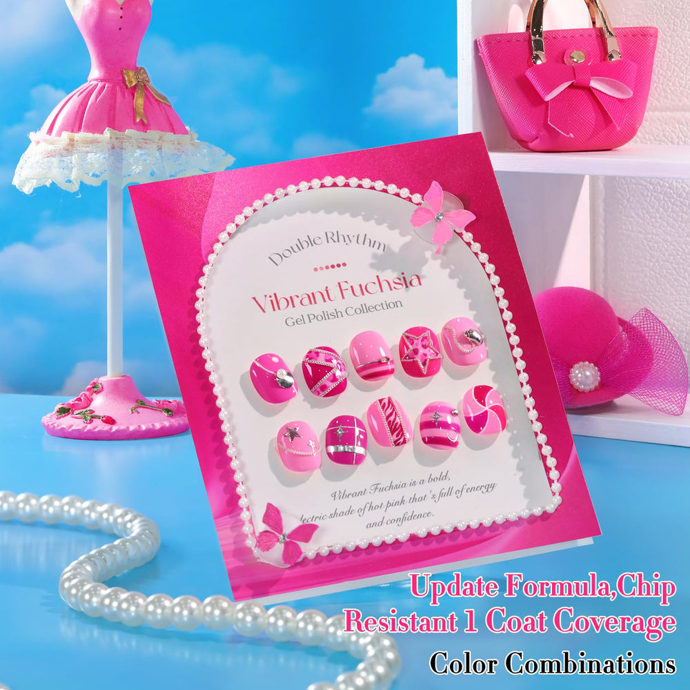 Double Rhythm gel polish set presented as a gift-ready nail care kit.