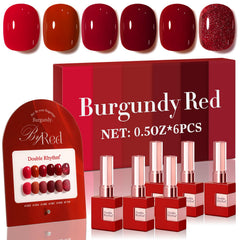 Double Rhythm glitter burgundy 15ml bottle for salon-quality nails.