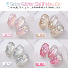 Double Rhythm gold glitter gel polish bottle emphasizing reflective sparkle