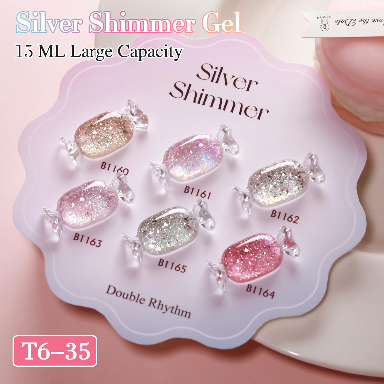Double Rhythm silver glitter gel polish bottle for festive nail art