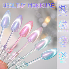 Double Rhythm gel polish curing under LED lamp