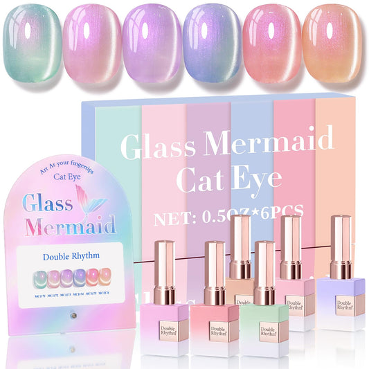 Double Rhythm Mermaid Pink Rose T6-31 bottle close-up showing shimmering finish for at-home manicures.