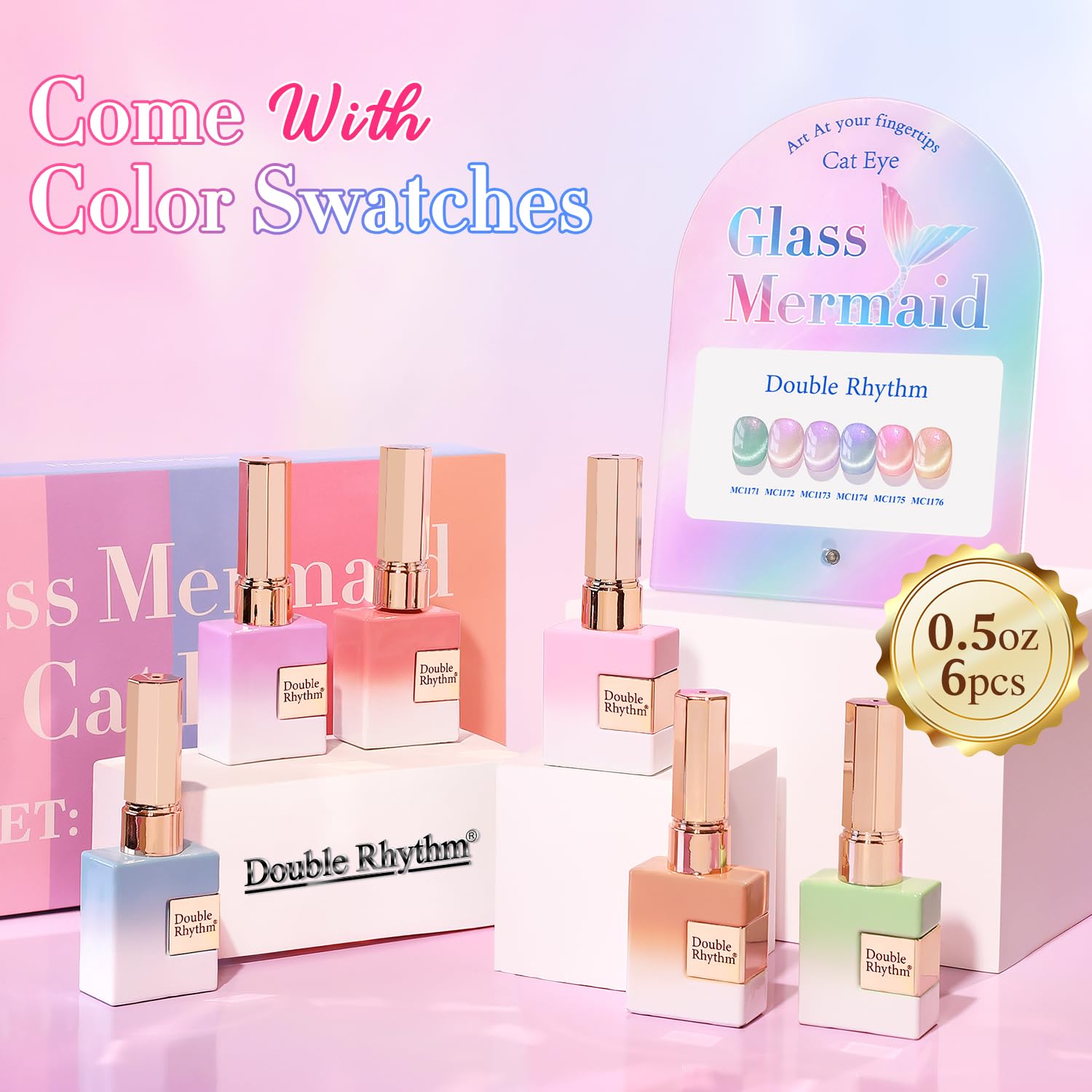 Double Rhythm Mermaid Pink Rose T6-31 bottle side view, highlighting rich pigment for durable color.
