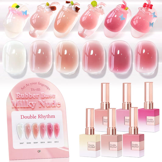 Double Rhythm milky nude gel polish bottle close-up for a smooth, high-gloss finish.
