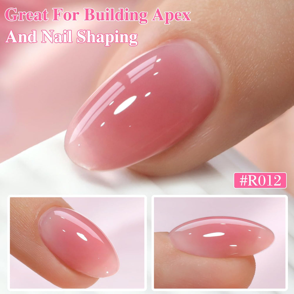 Double Rhythm milky nude swatch nails demonstrating even application and shine.