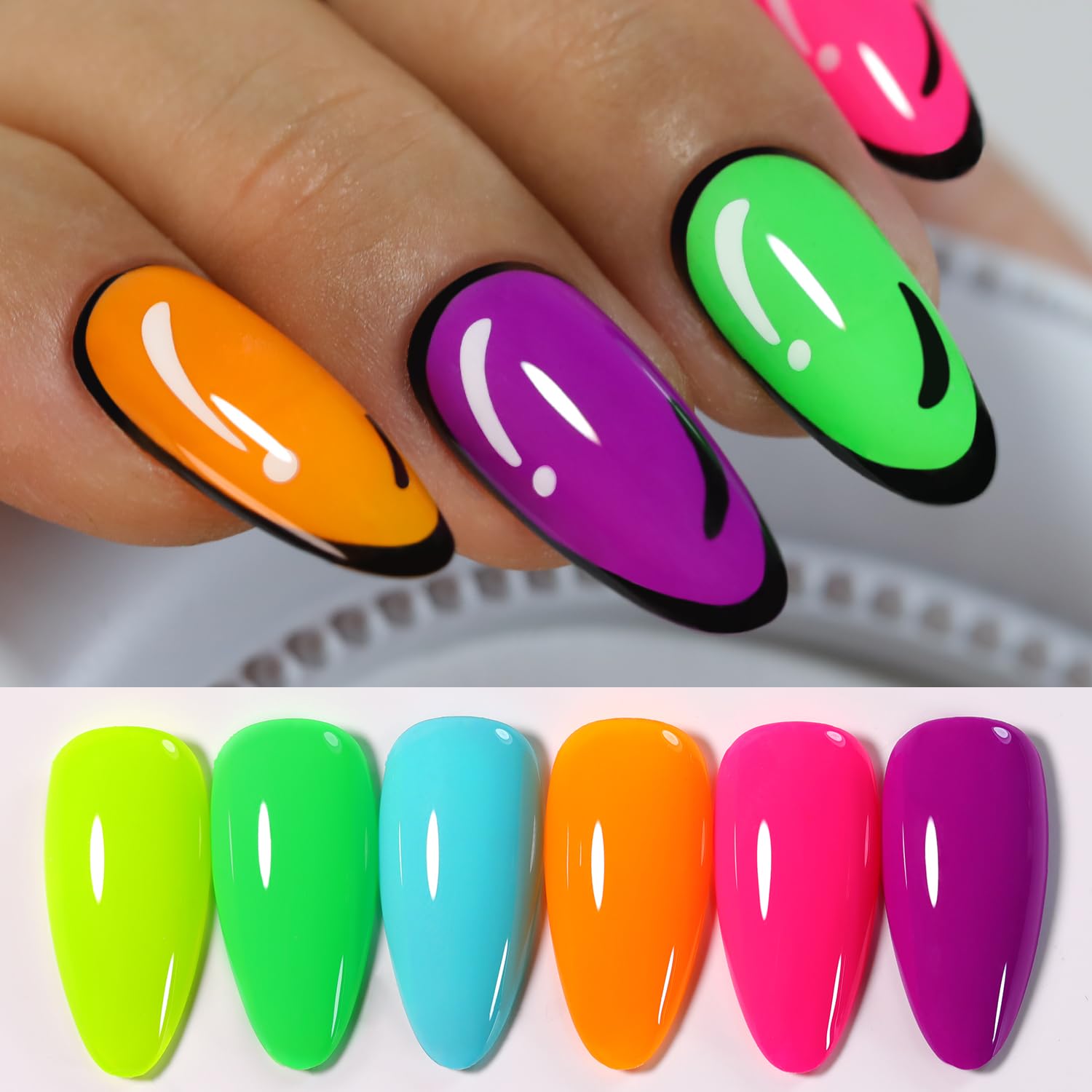 Double Rhythm neon pink gel nail polish bottle for vibrant DIY nails at home.
