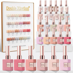 Double Rhythm nude pink gel polish bottle with 15ml color for salon-grade wear.