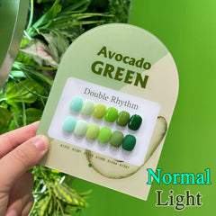 Double Rhythm olive teal gel polish swatches display rich pigment for bold nails.