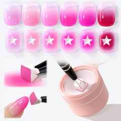 Double Rhythm painting gel polish set with six patting colors for gradient nail art.