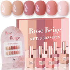 Double Rhythm rose beige gel polish bottle with rich color and shine.