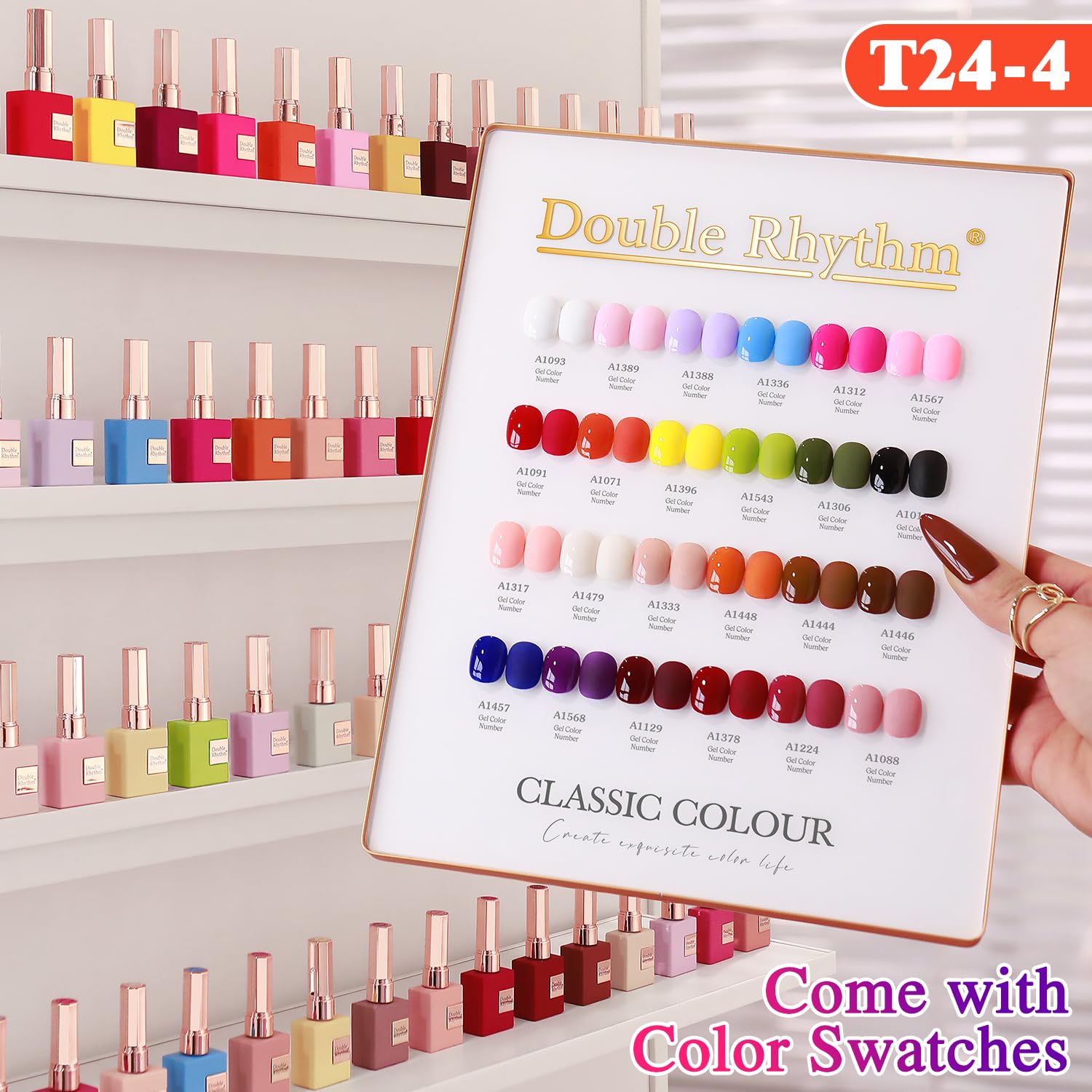 Double Rhythm shake-warm tip aids even pigment dispersion for best results.