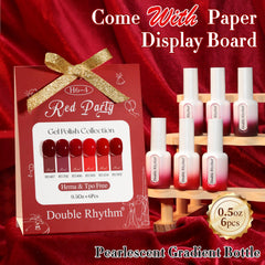 Double Rhythm shimmering cherry red burgundy gel polish for bold looks
