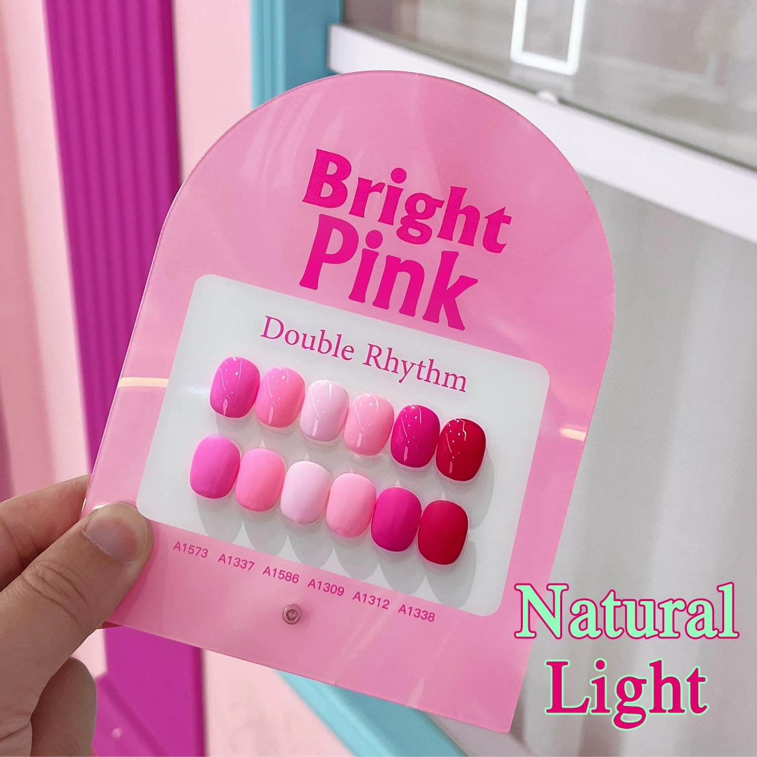 Double Rhythm swatch nails reveal glossy finish and smooth coverage.