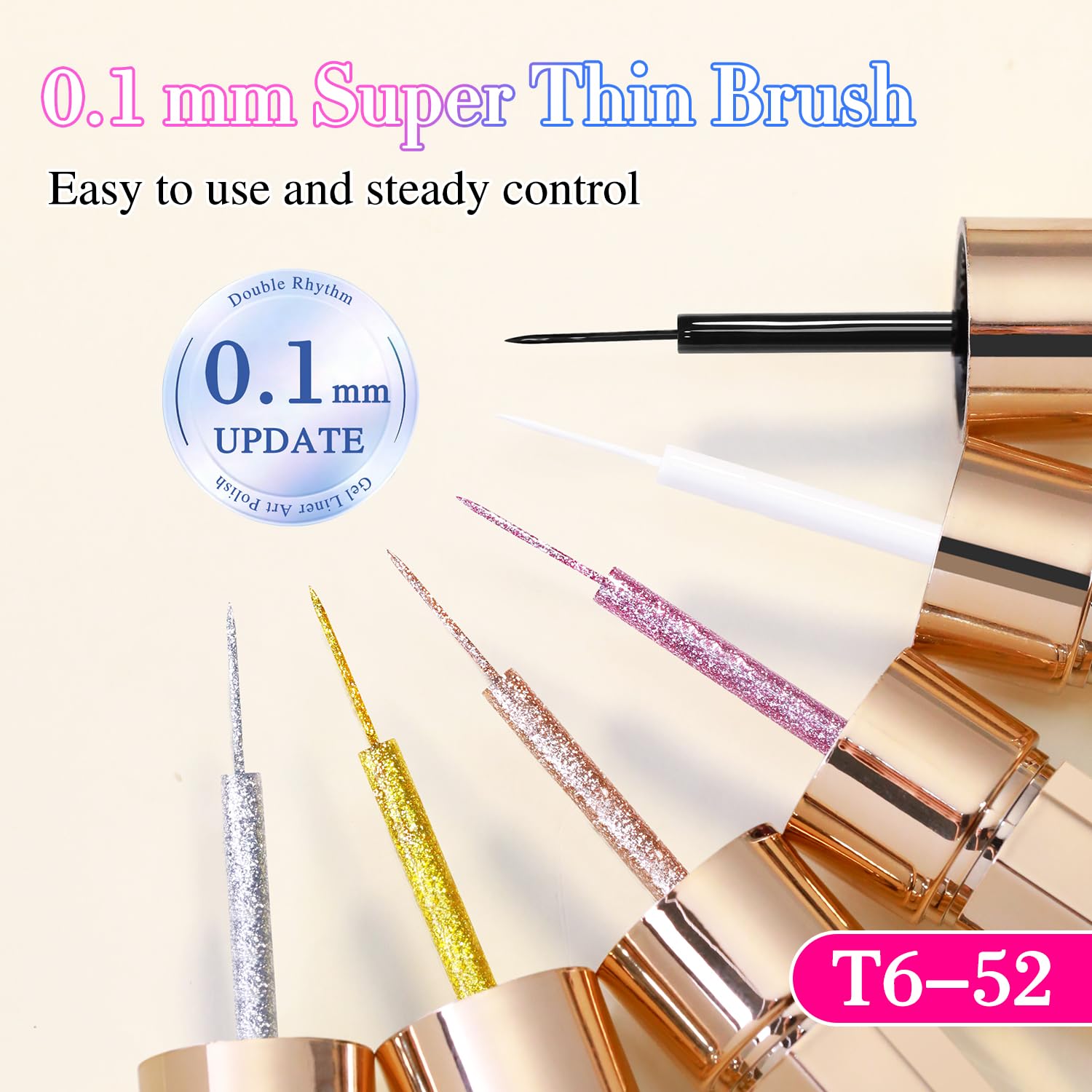 Double Rhythm white chrome gel swatches provide clean, bright coverage for precise lines.