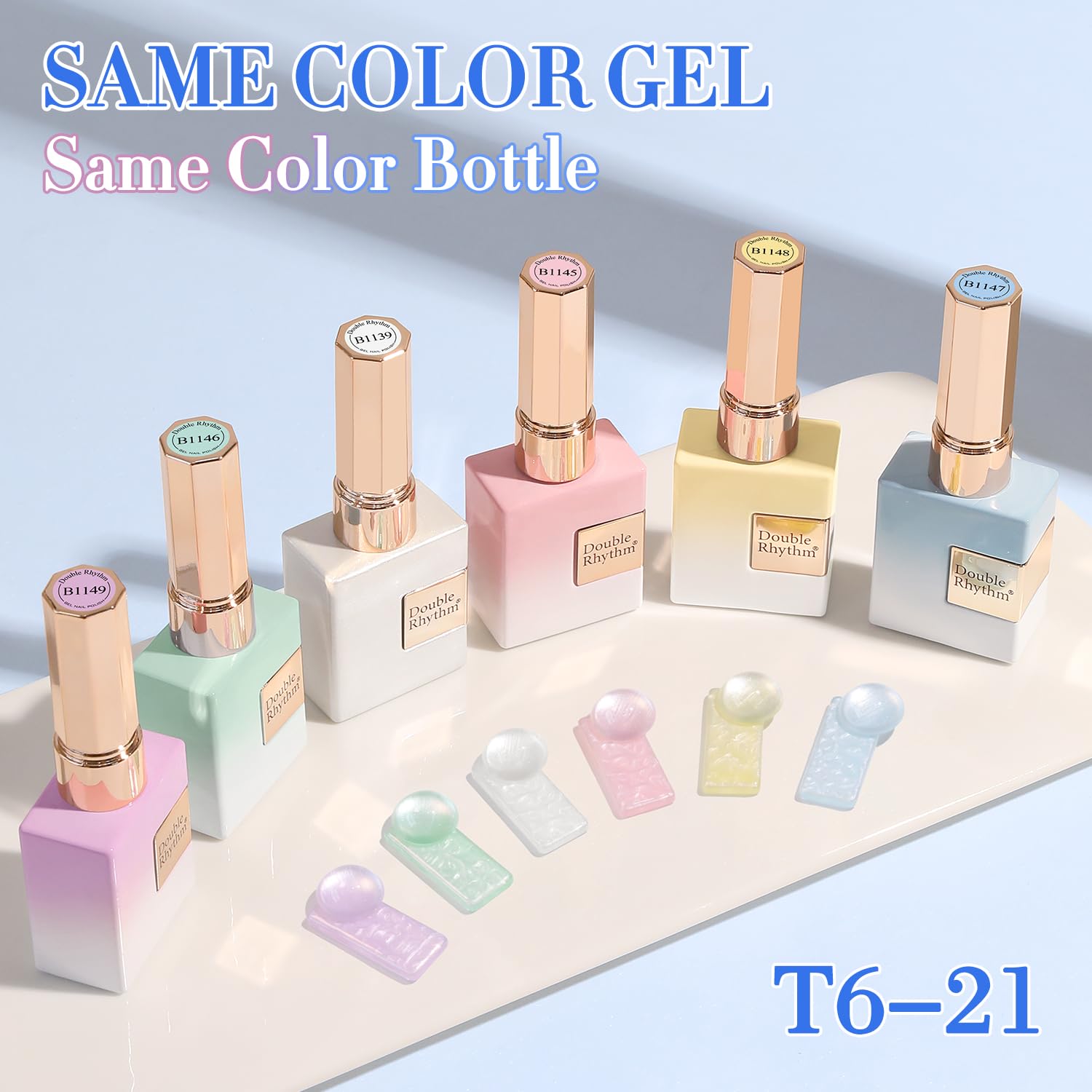 Double Rhythm white gel polish delivers smooth, flawless coverage.