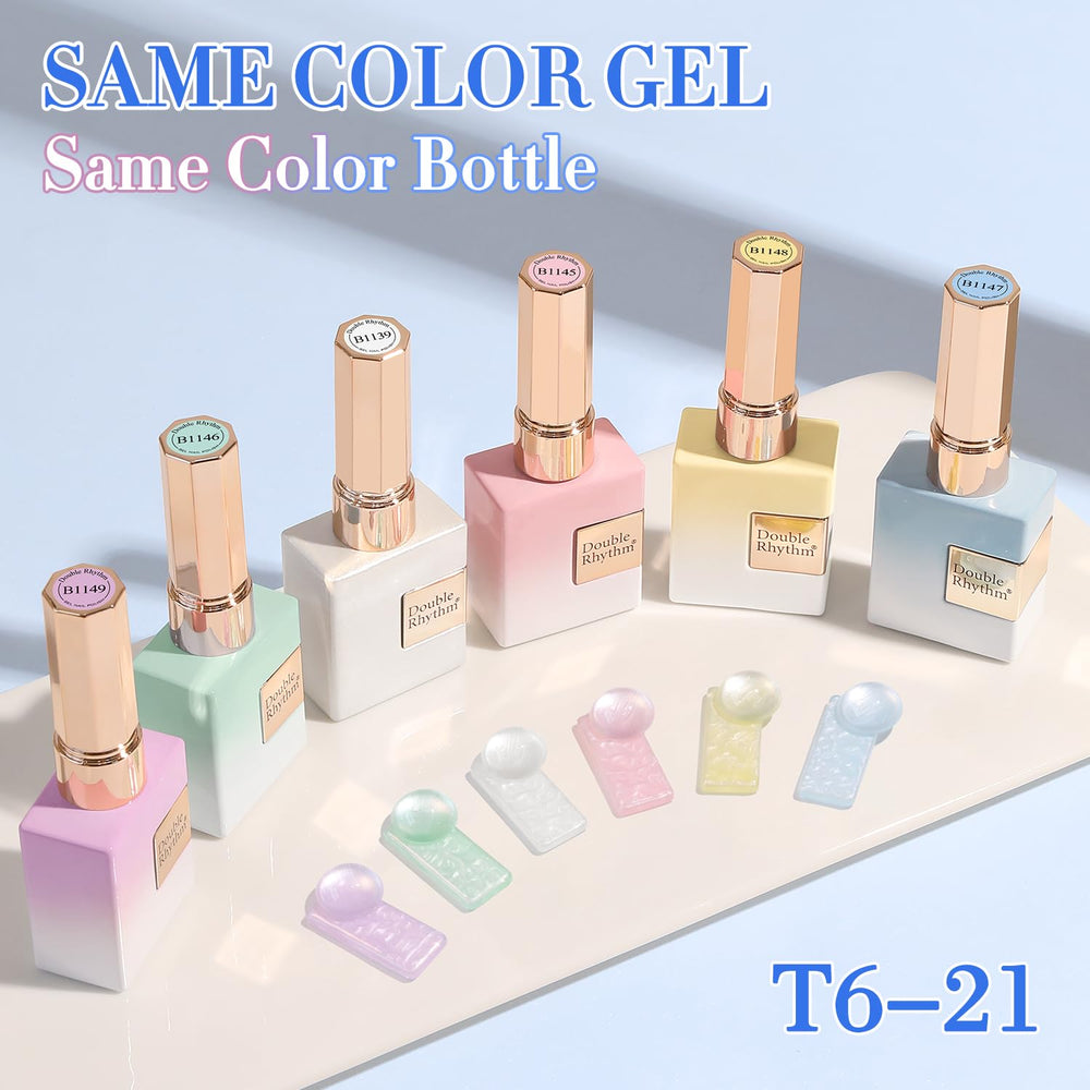 Double Rhythm white gel polish delivers smooth, flawless coverage.