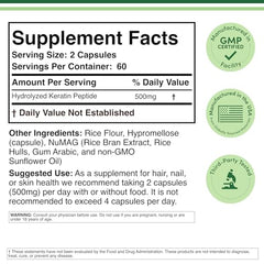 Double Wood Keratin Hair Growth Vitamin capsules close-up, promoting resilience and smoother hair texture
