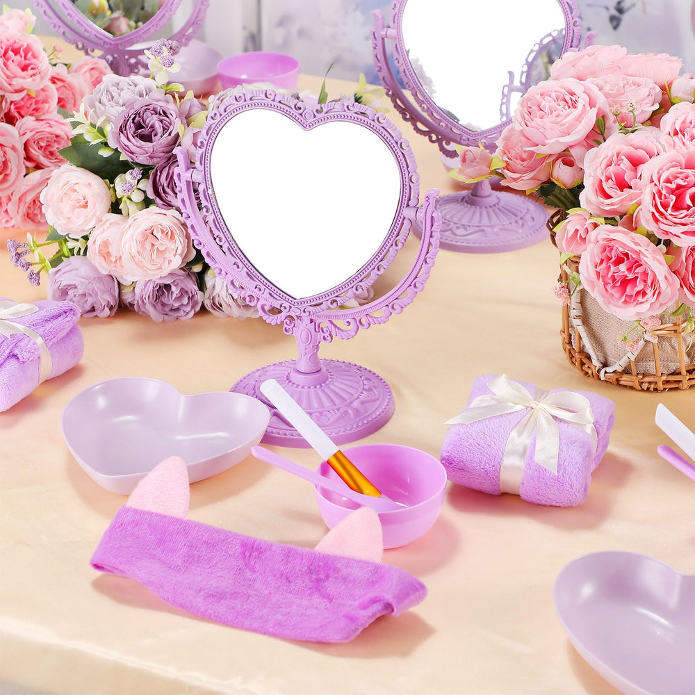 DoubleFill heart-shaped bowls organize small spa items and snacks.