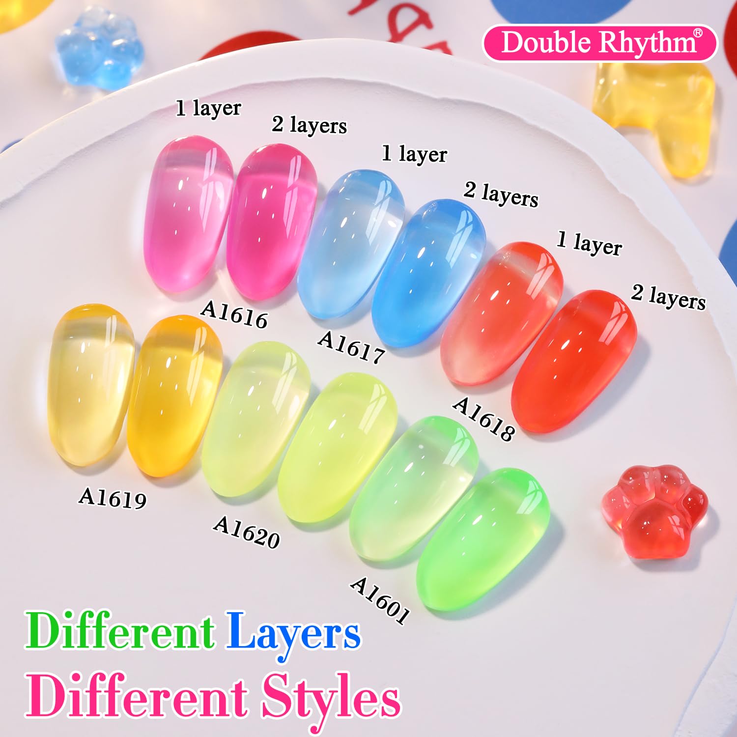 Double Rhythm neon green gel polish swatch for fresh nails