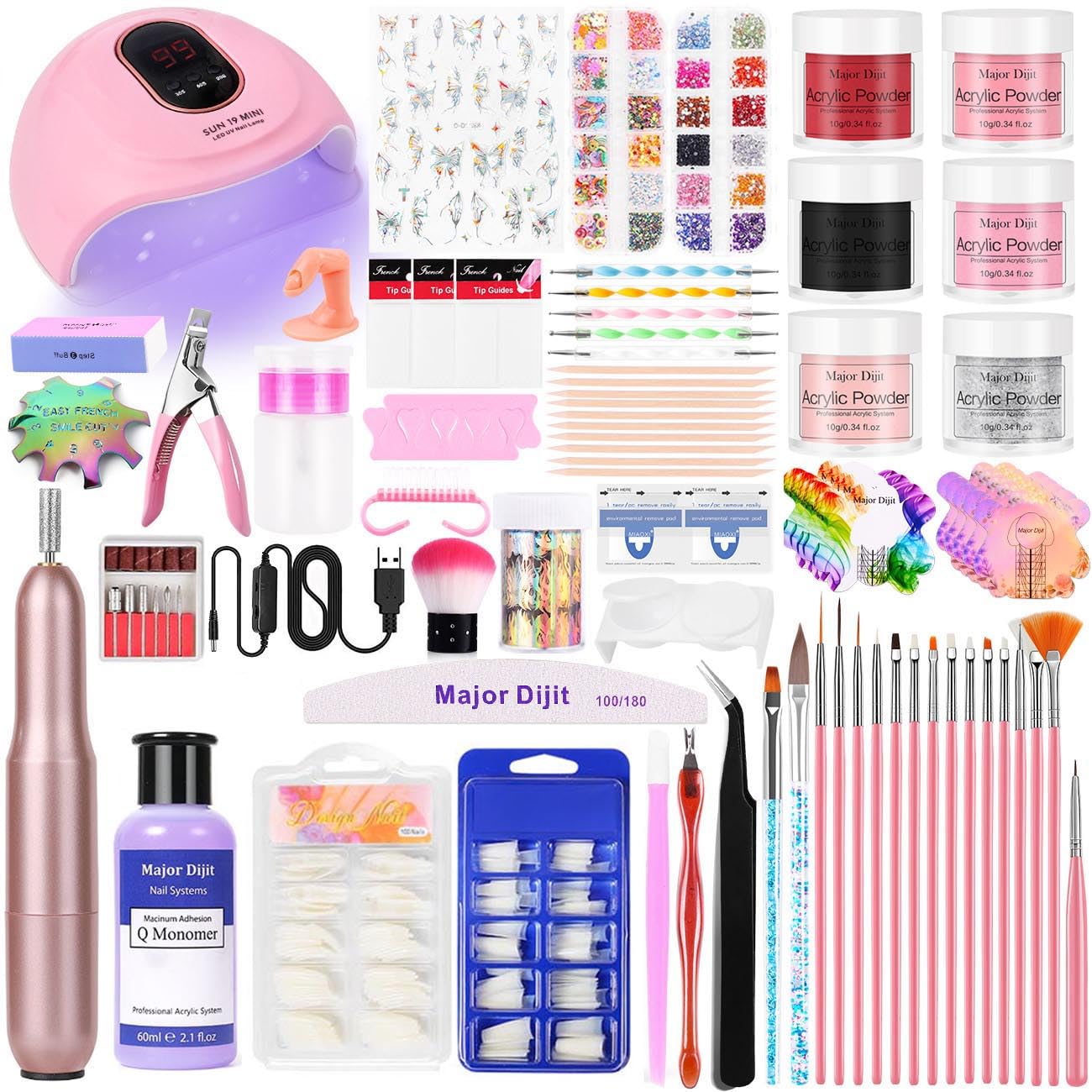 DouborQ Acrylic Nail Kit unboxing view showcasing the beginner-friendly all-in-one set