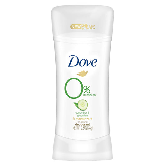 Dove 0% aluminum deodorant pack with aluminum-free formula and 24-hour odor protection