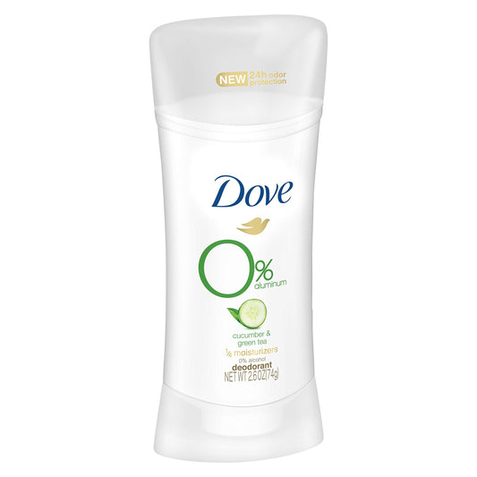 Dove 0% aluminum deodorant stick cucumber green tea for easy application