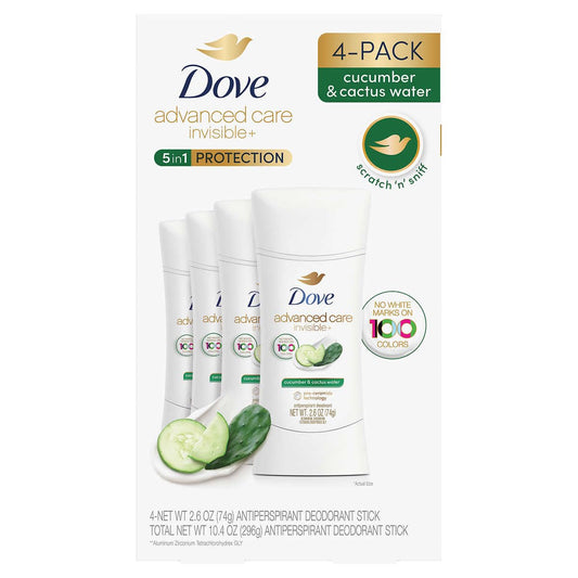 Dove Advanced Care Invisible+ stick with cucumber water offering long-lasting protection