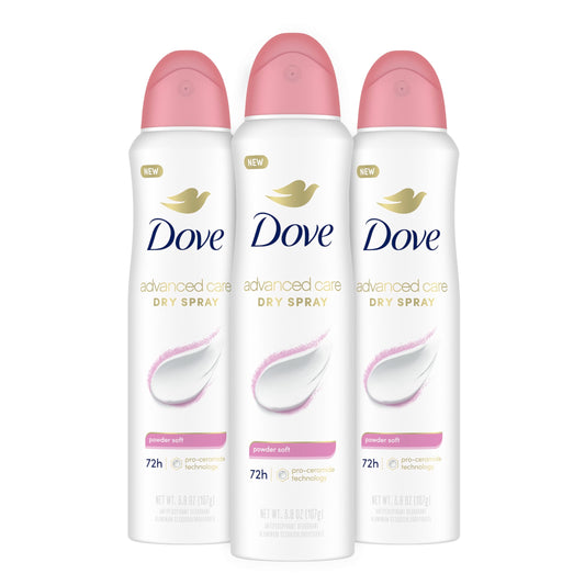 Dove Advanced Care Powder Soft spray bottle helps keep underarms soft after shaving