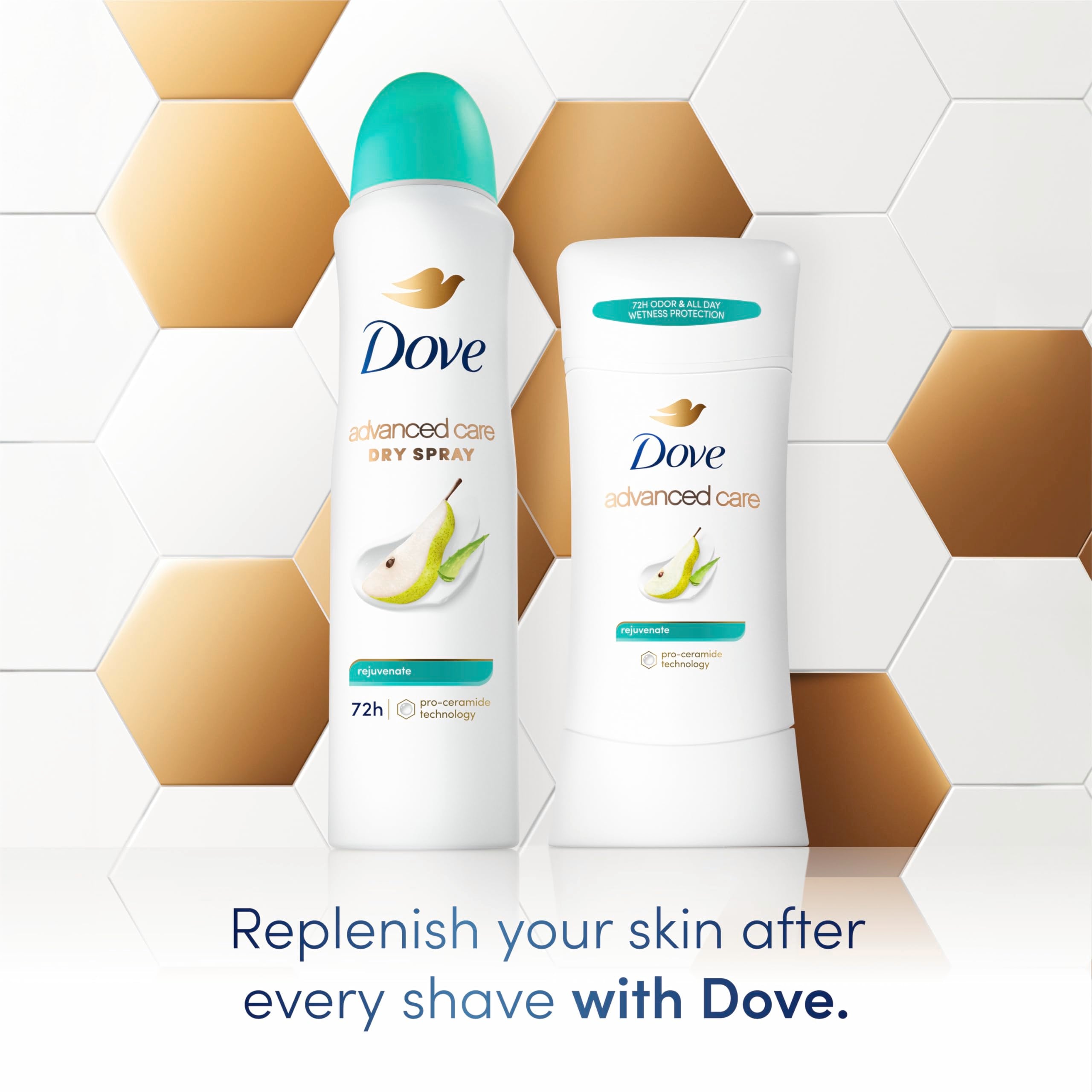 Underarm close-up after shaving showing soft skin with Dove Rejuvenate.