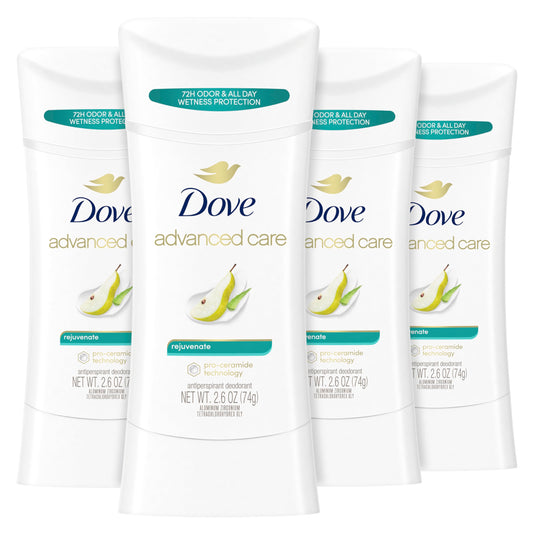 Dove Advanced Care Rejuvenate stick packaging highlighting ceramide barrier support.