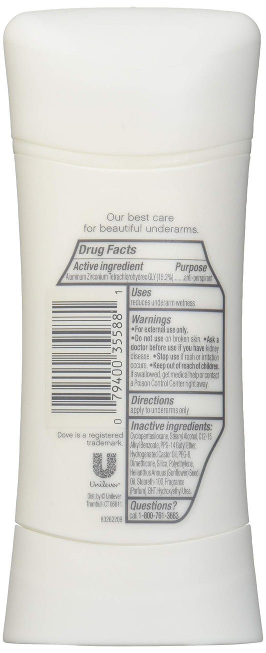 Dove Advanced Care sensitive skin packaging shows a 12-count case for households.