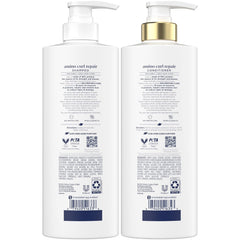 Dove Amino Curl Repair Conditioner bottle highlights hydrating, soft curls.
