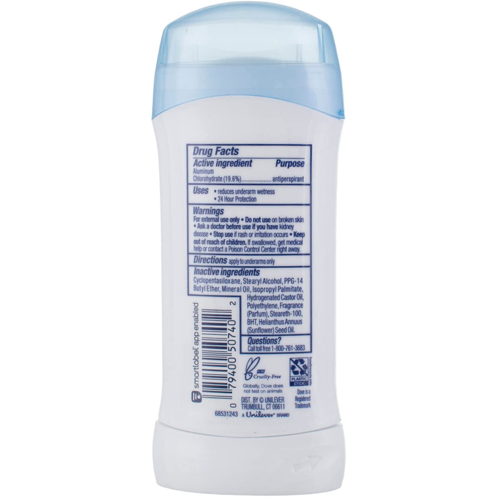 Dove fragrance-free formula ideal for sensitive skin and fragrance-triggered irritation prevention.