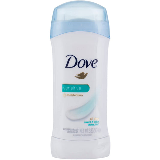 Dove Sensitive Skin Unscented Deodorant Stick for daily protection and gentle underarm care.
