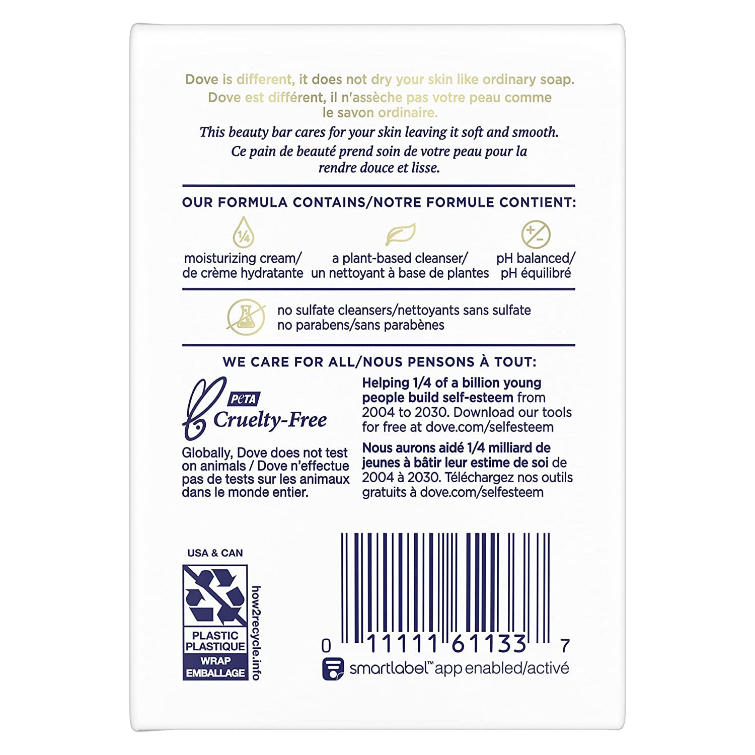 Dove Beauty Bar White 4oz close-up showing creamy lather for soft skin.