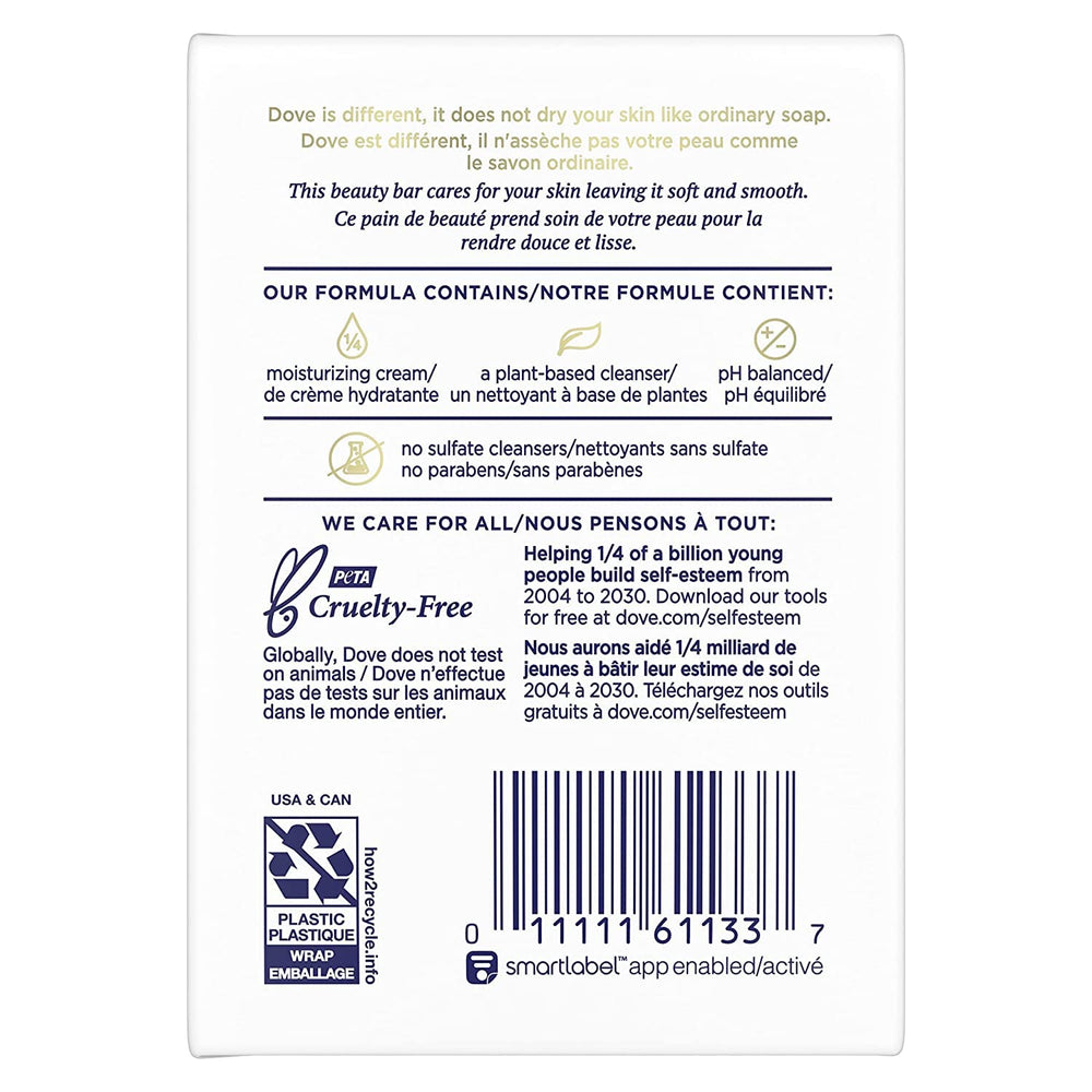 Dove Beauty Bar White 4oz close-up showing creamy lather for soft skin.