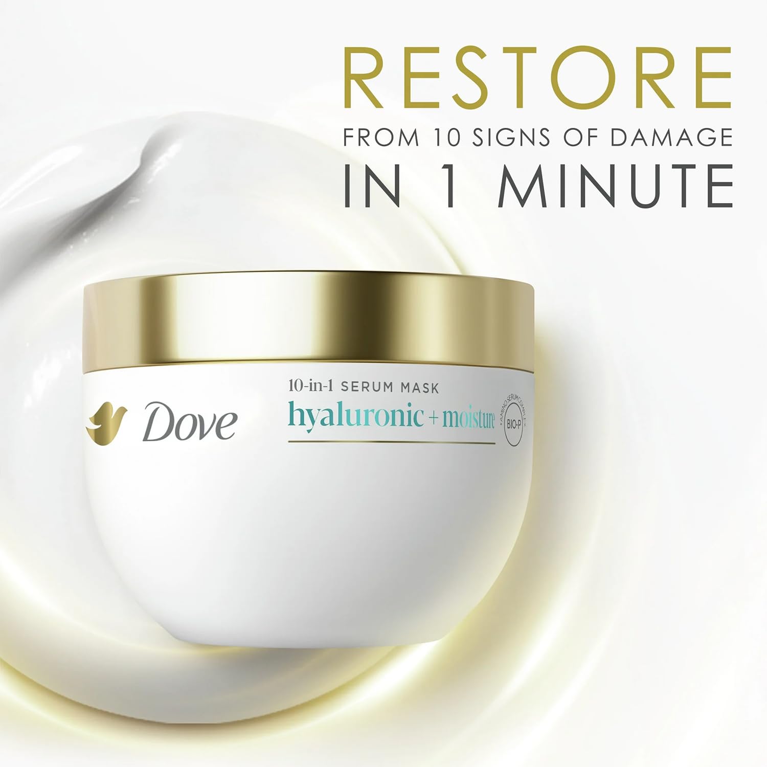 Dove Bio-Protein Care label highlighting stronger hair fibers.